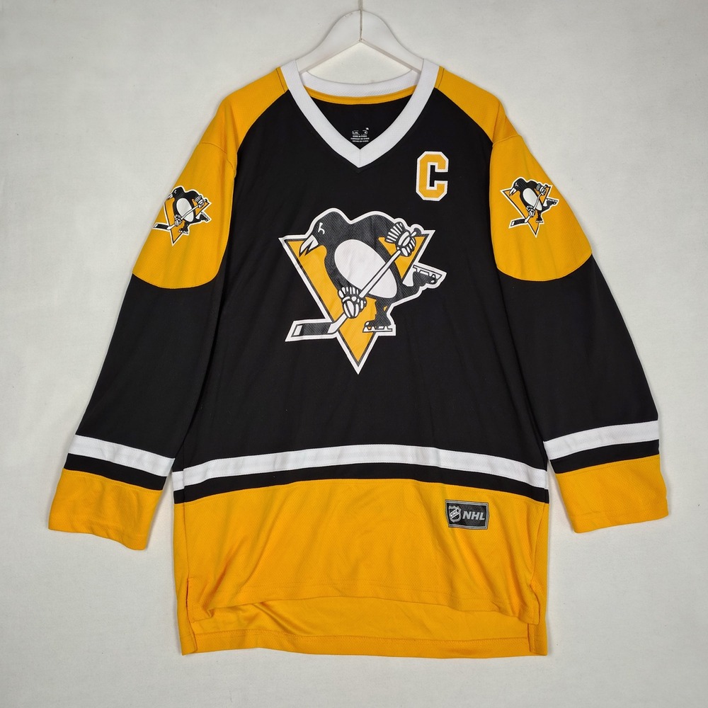 NHL Pittsburgh Penguins Sidney Crosby 87 Jersey Black Gold Mens XL Captain C